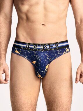 Jockey Men's Sport Stability Pouch Microfiber Thong - Large - Marbled Navy